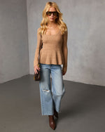 Taupe % Briselle Ribbed Knit Peplum-2