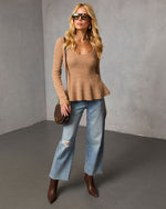 Taupe % Briselle Ribbed Knit Peplum-6