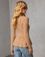 Taupe % Briselle Ribbed Knit Peplum-4