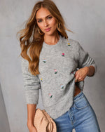 Sweet Petals Knit Embroidered Sweater