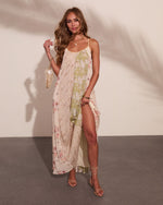 Daytime Glow Floral Color Block Maxi Dress