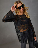 Jazzy Lace Fringe Hem Top