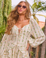 Cream Print % West of the Moon Ruffle Romper-6