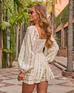 Cream Print % West of the Moon Ruffle Romper-4