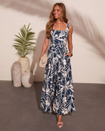 Valory Tropical Print Waist Tie Jumpsuit