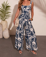 Valory Tropical Print Waist Tie Jumpsuit