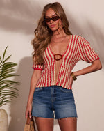 Sunset Affair Striped Knit Buckle Top