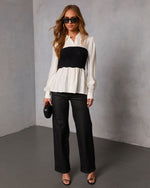 Nebbia Contrast Twofer Top