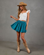 Summer Rodeo Pleated Cotton Mini Skirt
