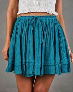 Summer Rodeo Pleated Cotton Mini Skirt