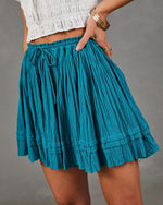 Summer Rodeo Pleated Cotton Mini Skirt