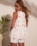 Petal Party Embroidered Cotton Floral Top
