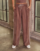 Brown % Move It Babe Cupro Drawstring Waist Wide Leg Pants-17
