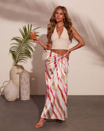 Night Breeze Satin Striped Maxi Skirt