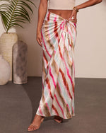 Night Breeze Satin Striped Maxi Skirt