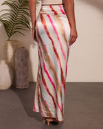 Night Breeze Satin Striped Maxi Skirt