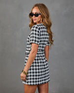 Cobblestone Charm Tweed Plaid Mini Dress