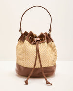 Amiyah Woven Straw Vegan Leather Bucket Bag