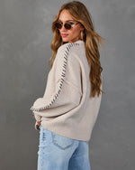 Plush Haven Ribbed Knit Contrast Stitch Sweater