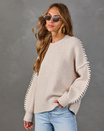 Plush Haven Ribbed Knit Contrast Stitch Sweater