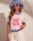 Lazy Weekend Knit Graphic Beach Sweater