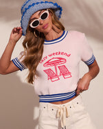 Lazy Weekend Knit Graphic Beach Sweater
