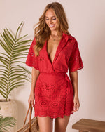 Riviera Reverie Eyelet Button Up Top