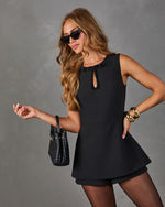 Luxe Affair Bow Trim Layered Peplum Romper