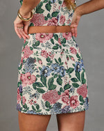 Blissful Blooms Floral Tapestry Mini Skirt