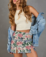 Blissful Blooms Floral Tapestry Mini Skirt