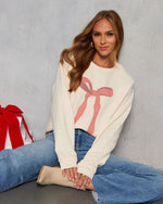 Softly Tied Bow Print Graphic Sweatshirt