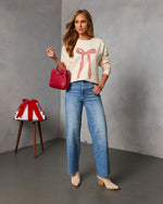 Softly Tied Bow Print Graphic Sweatshirt