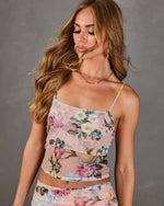 Petal Dream Floral Mesh Back Tie Top