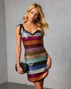 First Glance Striped Sequin Mini Dress