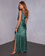 Holiday Haze Satin Jacquard Maxi Dress