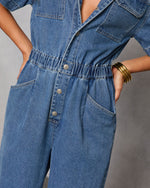 Shelina Short Sleeve Denim Jumpsuit