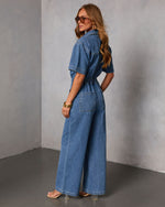 Shelina Short Sleeve Denim Jumpsuit