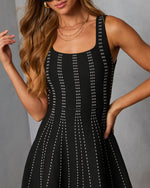 Crisie Contrast Metallic Stitch Fit and Flare Mini Dress