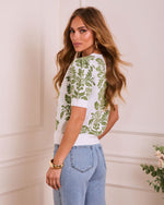 Spring Fern Abstract Knit Top