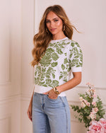Spring Fern Abstract Knit Top