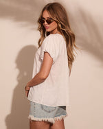 Lakehouse Chic Eyelet Split Neckline Top