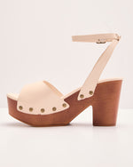 Freyia Wood Platform Studded Trim Heeled Sandals