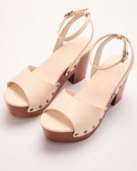 Freyia Wood Platform Studded Trim Heeled Sandals