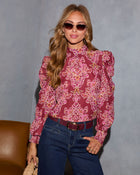 Jorgina Paisley Mock Neck Top