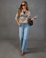 J'adore Darling Toile Print Fleece Quarter Zip Sweatshirt