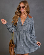 Charlotte Contrast Corduroy Collar Plaid Mini Dress