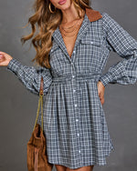 Charlotte Contrast Corduroy Collar Plaid Mini Dress