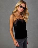 Secret Vow Velvet Lace Trim Cami