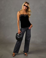 Secret Vow Velvet Lace Trim Cami