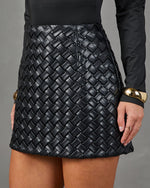 Lorie Woven Vegan Leather Mini Skirt